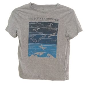 GAP Light Gray Graphic Tee with Blue Atmosphere Design